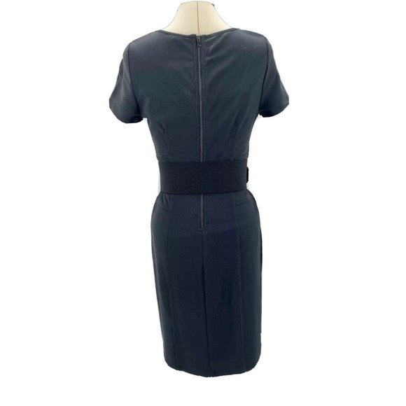 Boston Proper Belted Sheath Dress Womens Size 4 Black Back Zipper Detail NEW - Picture 5 of 7